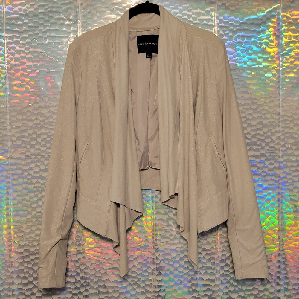 Cream Glitter Shawl Jacket by Rock & Republic Size Small
